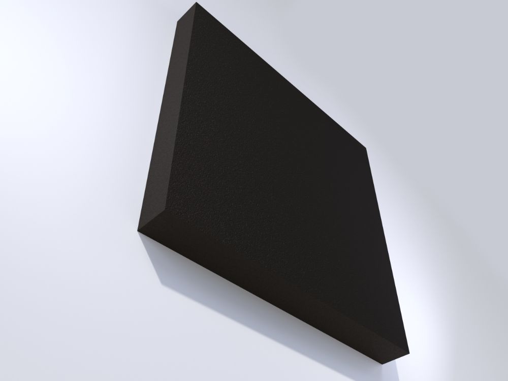 A black square is sitting on a white surface
