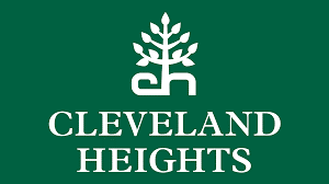 a logo for cleveland heights with a tree on a green background