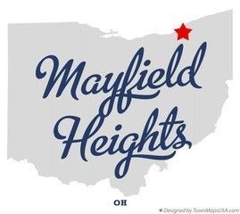 a map of mayfield heights ohio with a red star in the middle .