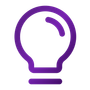 A purple light bulb icon on a white background.