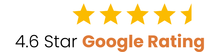 A 4.6 star google rating is shown on a clear background.