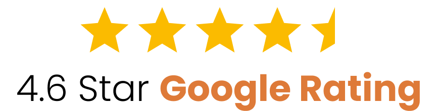 A 4.6 star google rating is shown on a clear background.