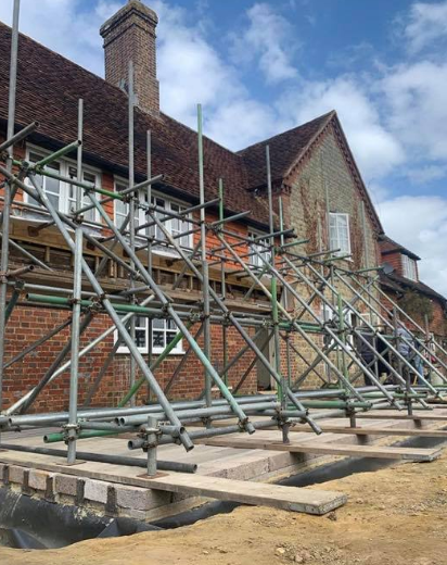 scaffold on a large house