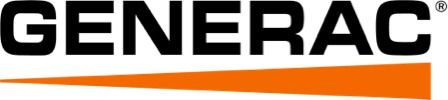 Logotipo de Generac: texto negro con una línea naranja inclinada debajo.