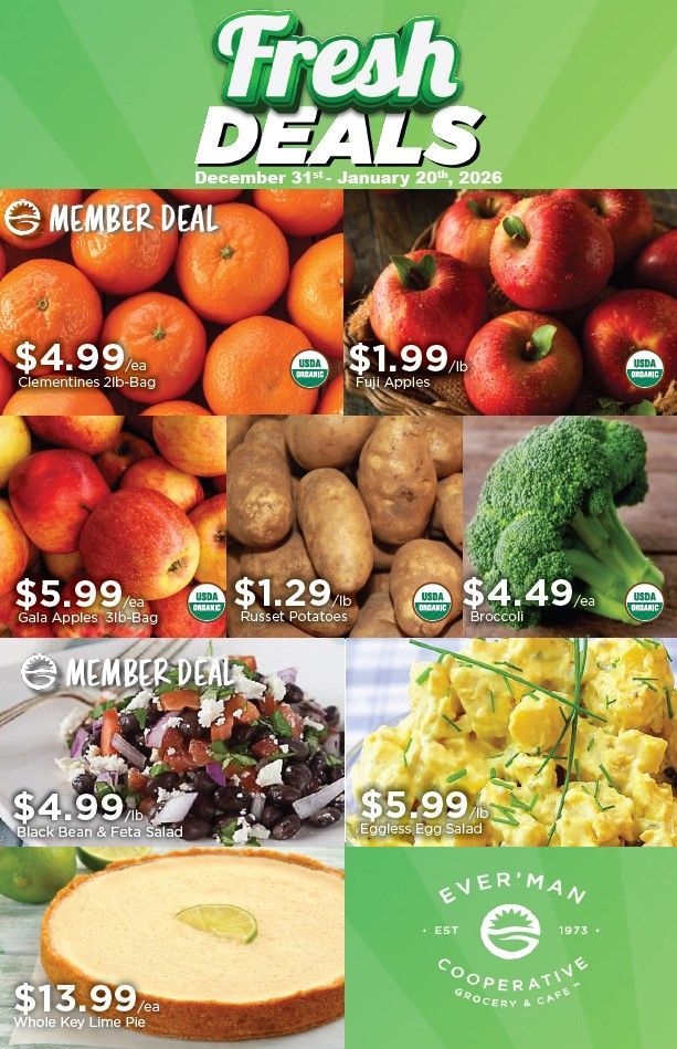 Fresh Deals Flyer Featuring Fruit, Vegetables, and Desserts