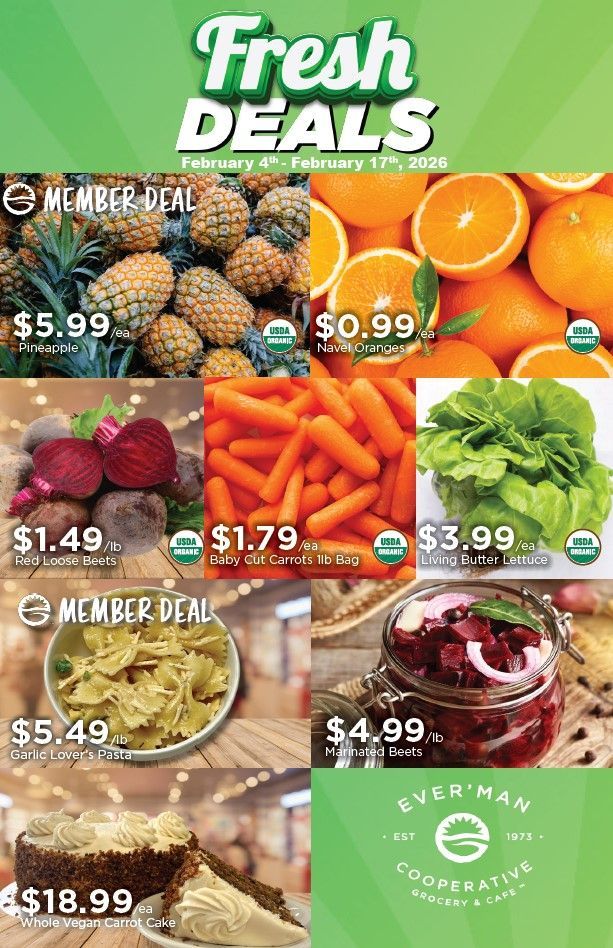 Fresh Deals Flyer Featuring Fruit, Vegetables, and Desserts