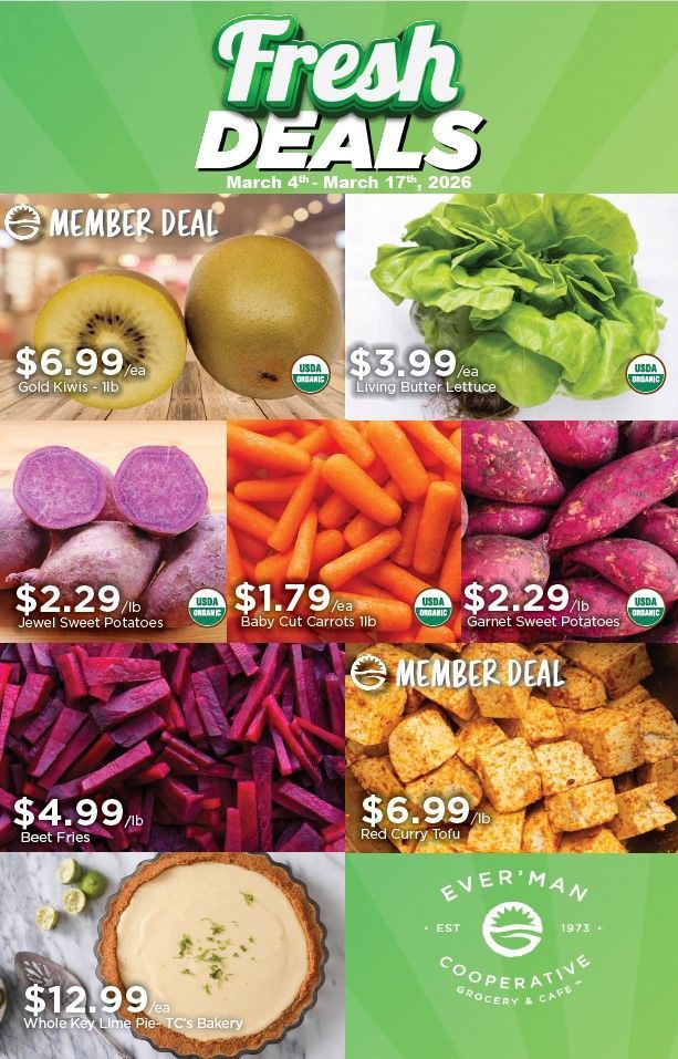 Fresh Deals Flyer Featuring Fruit, Vegetables, and Desserts