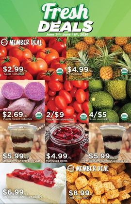 Fresh Deals Flyer Featuring Fruit, Vegetables, and Desserts