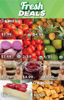 Fresh Deals Flyer Featuring Fruit, Vegetables, and Desserts
