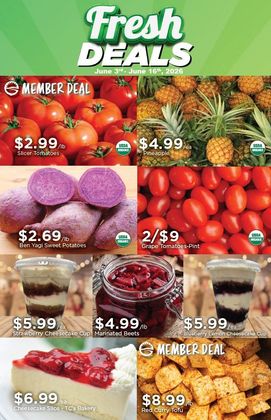 Fresh Deals Flyer Featuring Fruit, Vegetables, and Desserts