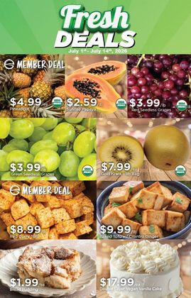 Fresh Deals Flyer Featuring Fruit, Vegetables, and Desserts