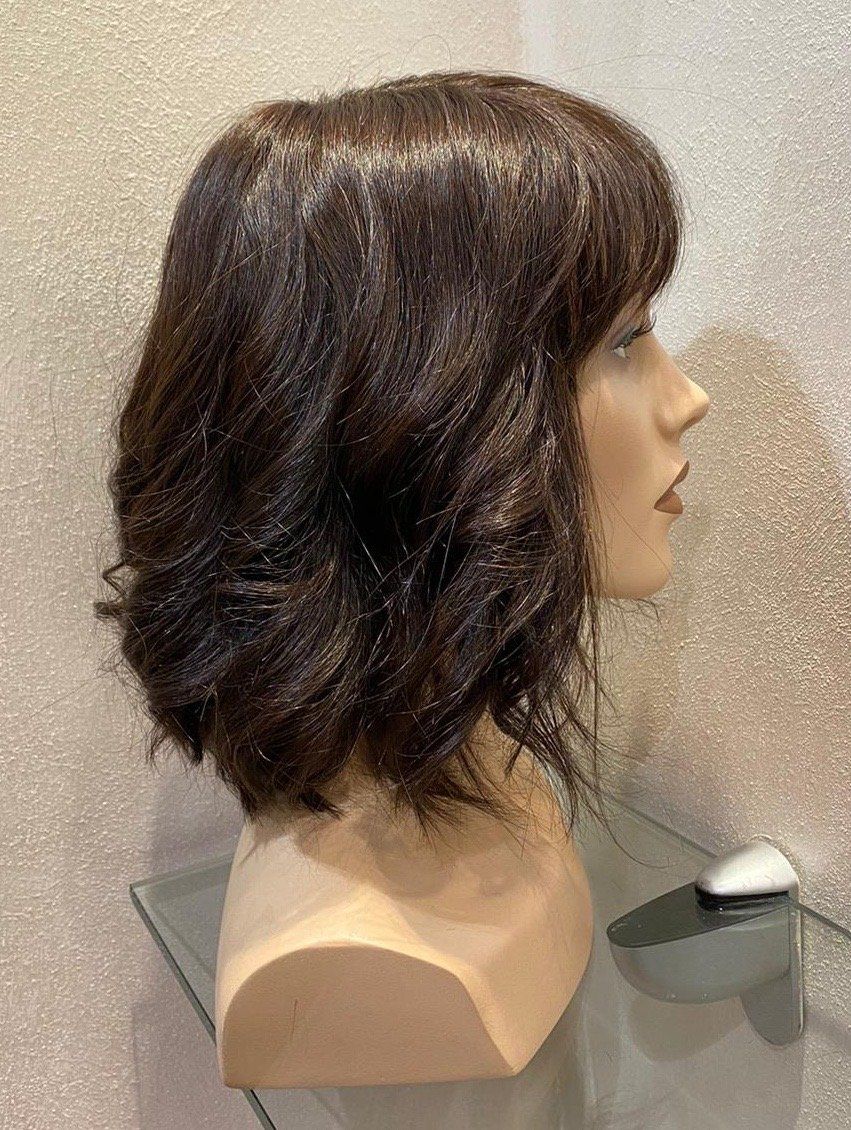 realizzazione parrucca capelli veri castani