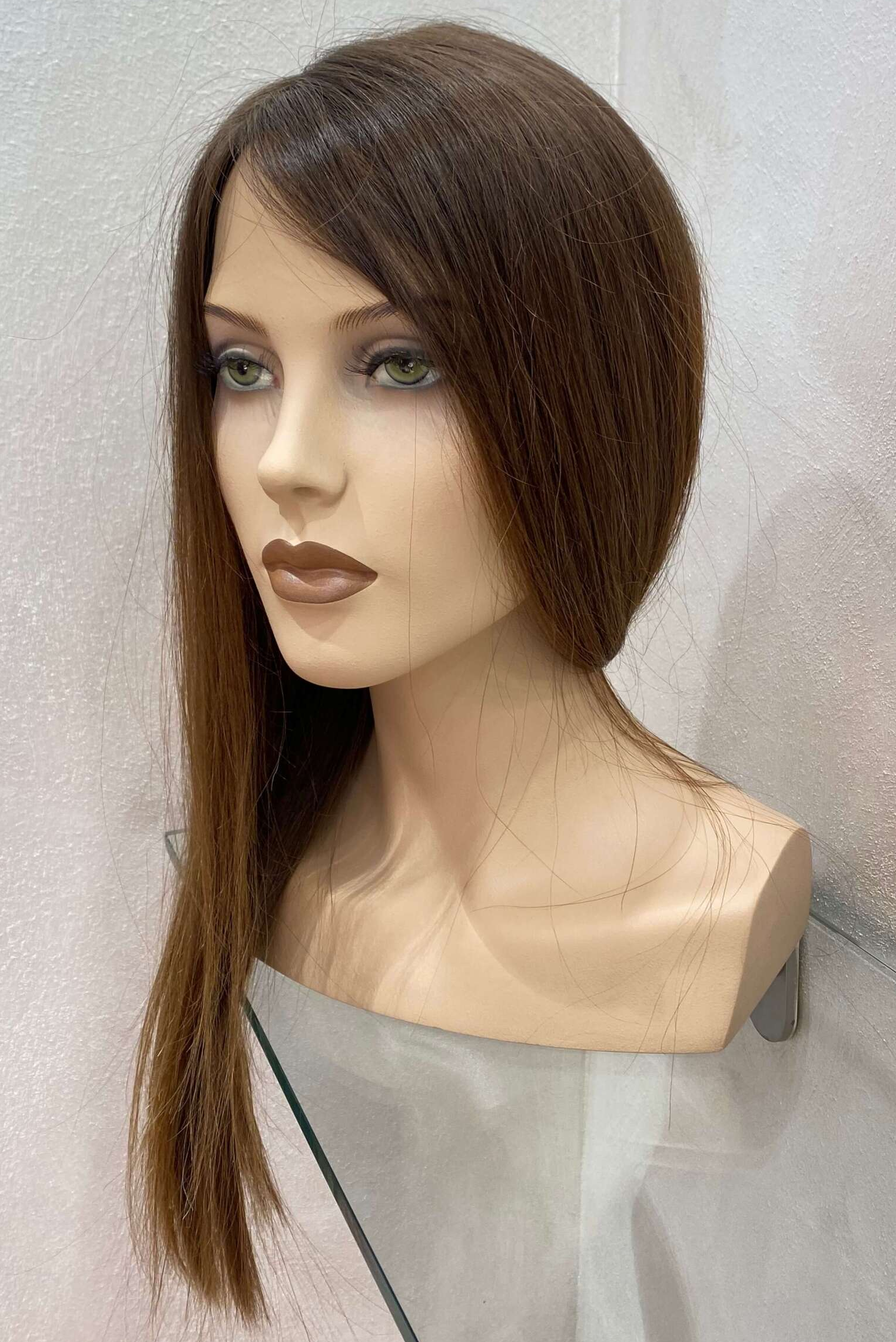 parrucca capelli veri lunghi castano scuro