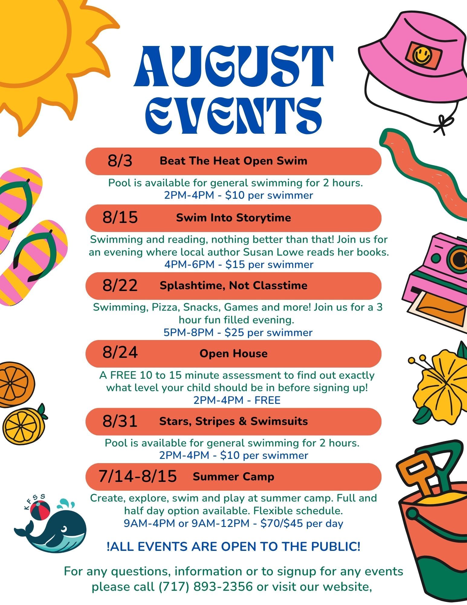A flyer for a summer camp for kids first swim schools cherry hill