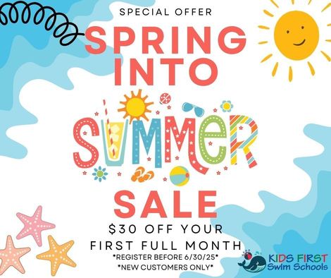 A flyer for a summer camp for kids first swim schools cherry hill