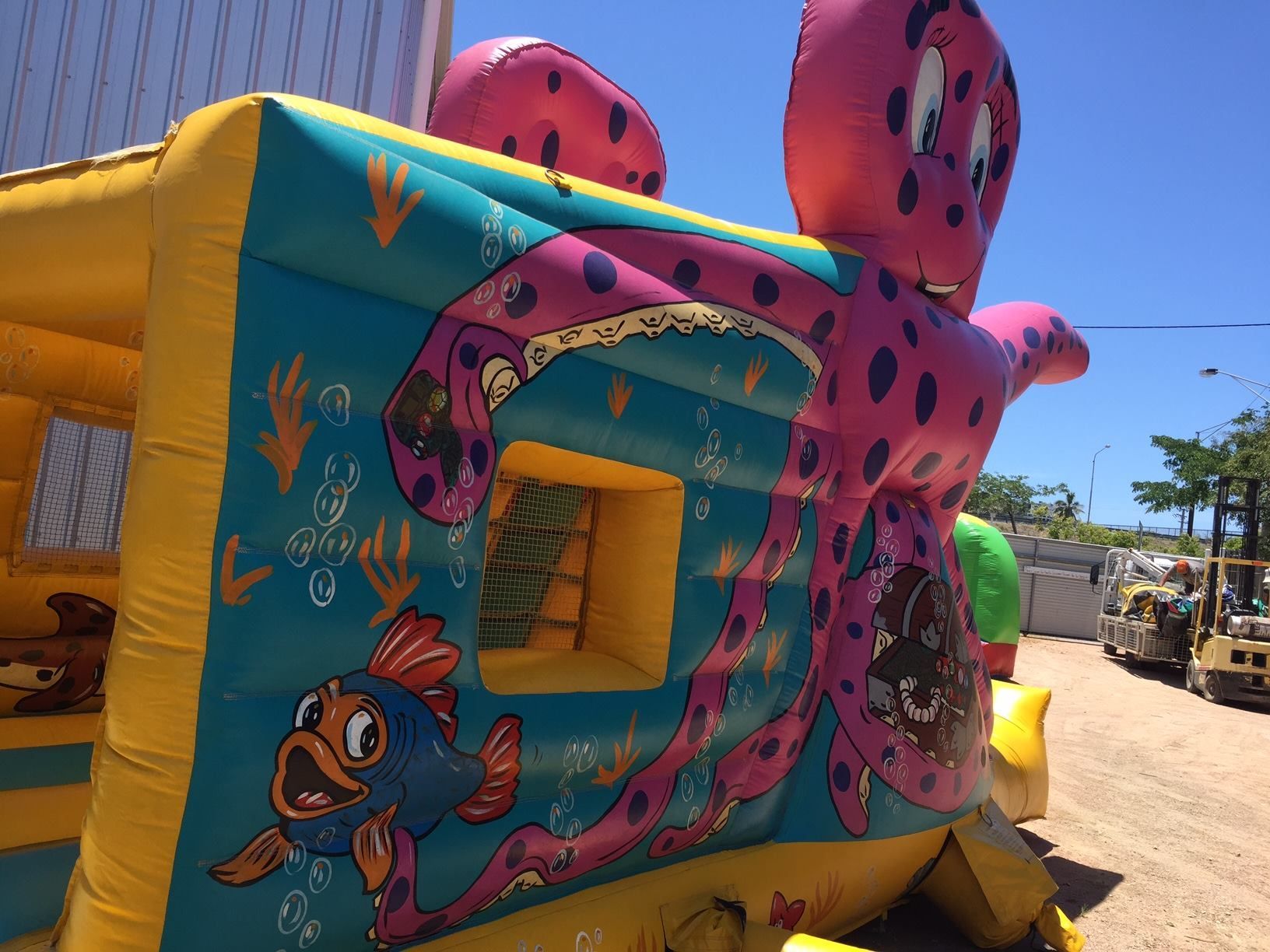 Cars-Themed Inflatable Slide With Lightning Mcqueen on the Slide — Fun Time Amusements in Gracemere, QLD