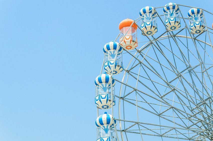 A Blue and Orange Ferris Wheel — Fun Time Amusements in Emerald, QLD