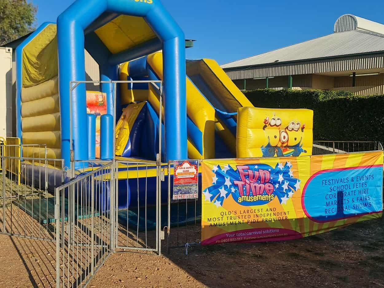 A Little Girl is Jumping in a Bouncy House — Fun Time Amusements in Gracemere, QLD