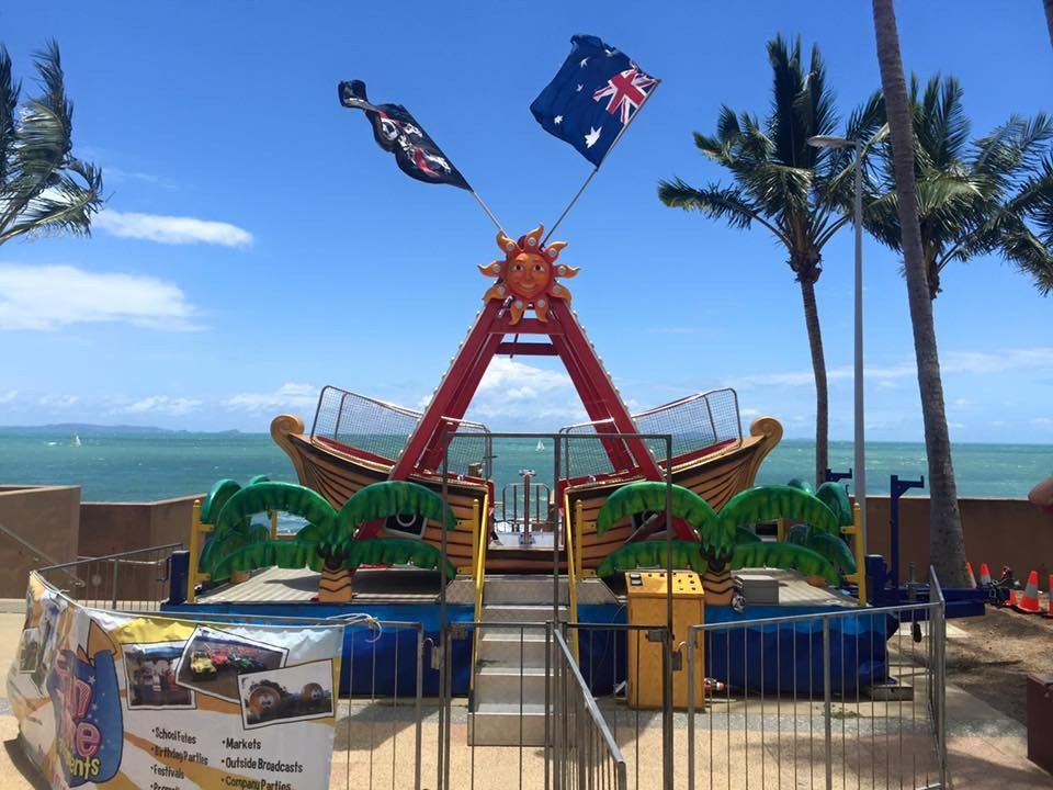 A Pirate Ship Ride at an Amusement Park With Australian Flag — Fun Time Amusements in Gracemere, QLD