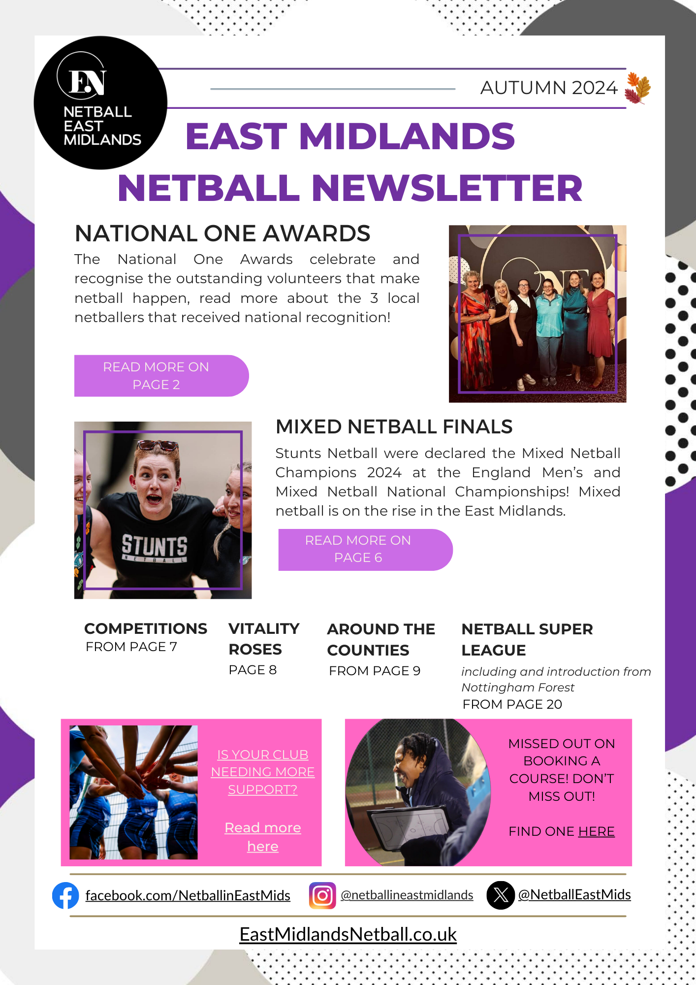 East midlands netball newsletter national one awards, mixed netball finals and more newstories. 