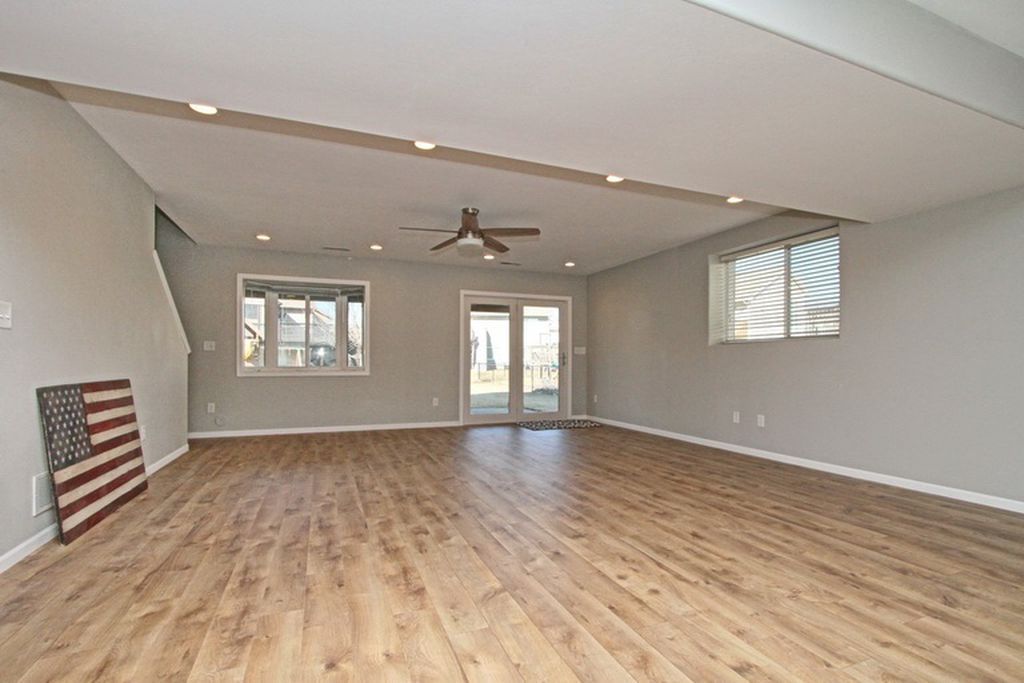 living area with flag
