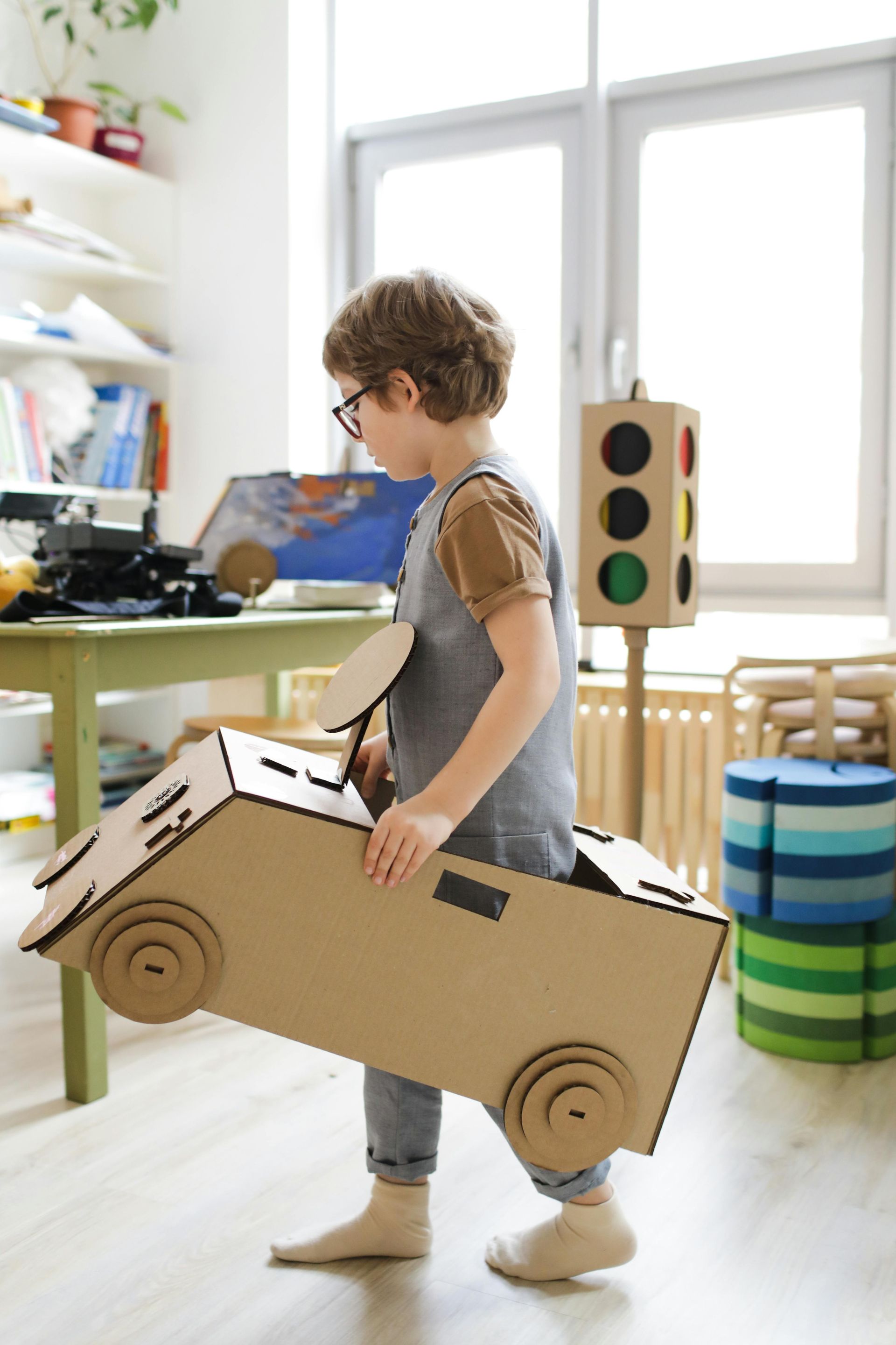 kid playing lego