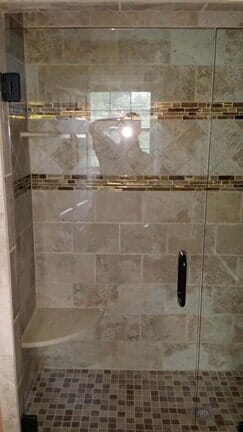Golden tiled shower—First Class Glass & Mirrors in Elmira, NY