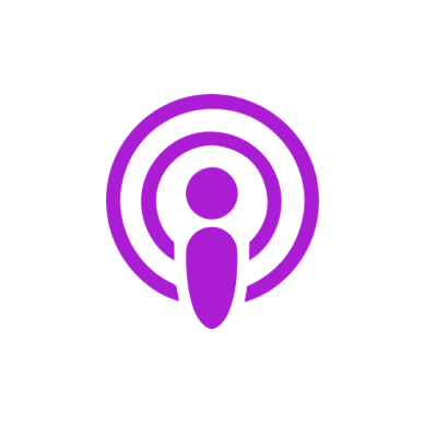 Purple podcast icon: a stylized person inside concentric circles.