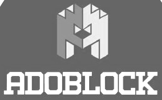 Logo de ADOBLOCK en blanco y negro
