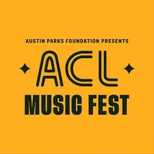 Austin parks foundation presents acl music fest logo on a yellow background.