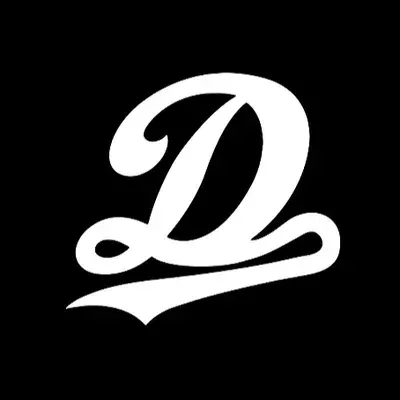A white letter d on a black background.