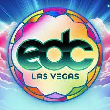The edc las vegas logo is a colorful stained glass design.