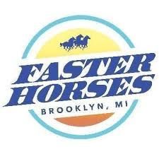 A logo for faster horses in brooklyn mi