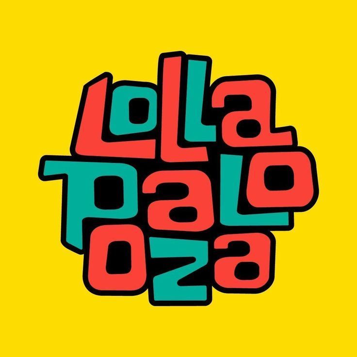 A colorful logo for lola palooza on a yellow background