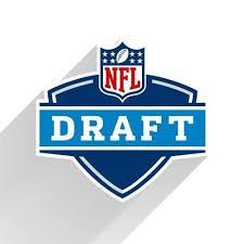 The nfl draft logo with a long shadow on a white background.