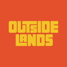The outside lands logo is yellow on a red background.