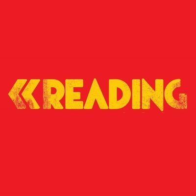 A red background with the word reading in yellow letters