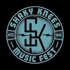 The logo for the shaky knees music fest is blue and black.