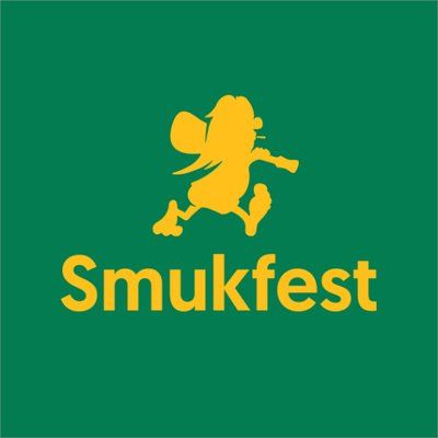 A green background with a yellow logo for smokfest