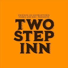 The logo for the two step inn is orange and black.