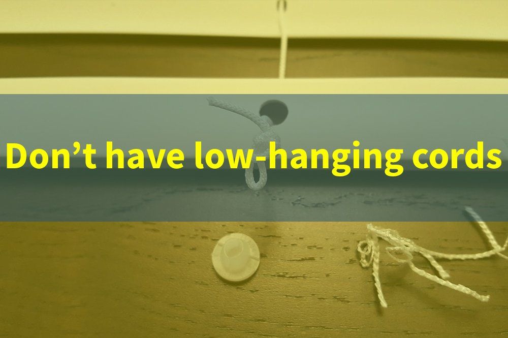 reminder to keep low hanging cords atleast 160cm above the floor