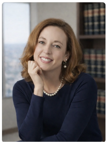 Heather Wentz. Woman with brown hair smiling, wearing a dark sweater and a pearl necklace.