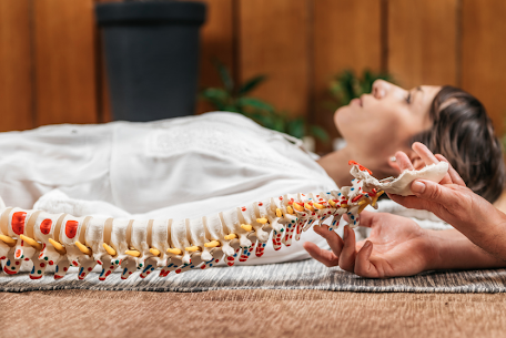 chiropractor showing proper spinal alignment