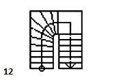Un dessin en noir et blanc d'un escalier en colimaçon.