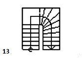 Un dessin en noir et blanc d'un escalier sur fond blanc.
