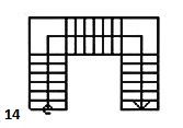 Un dessin en noir et blanc d'un bâtiment avec un numéro 14 dessus.