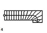 Un dessin en noir et blanc d'un escalier avec le numéro 4 dessus.