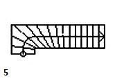 Un dessin en noir et blanc d'un escalier avec le numéro 5 dessus.
