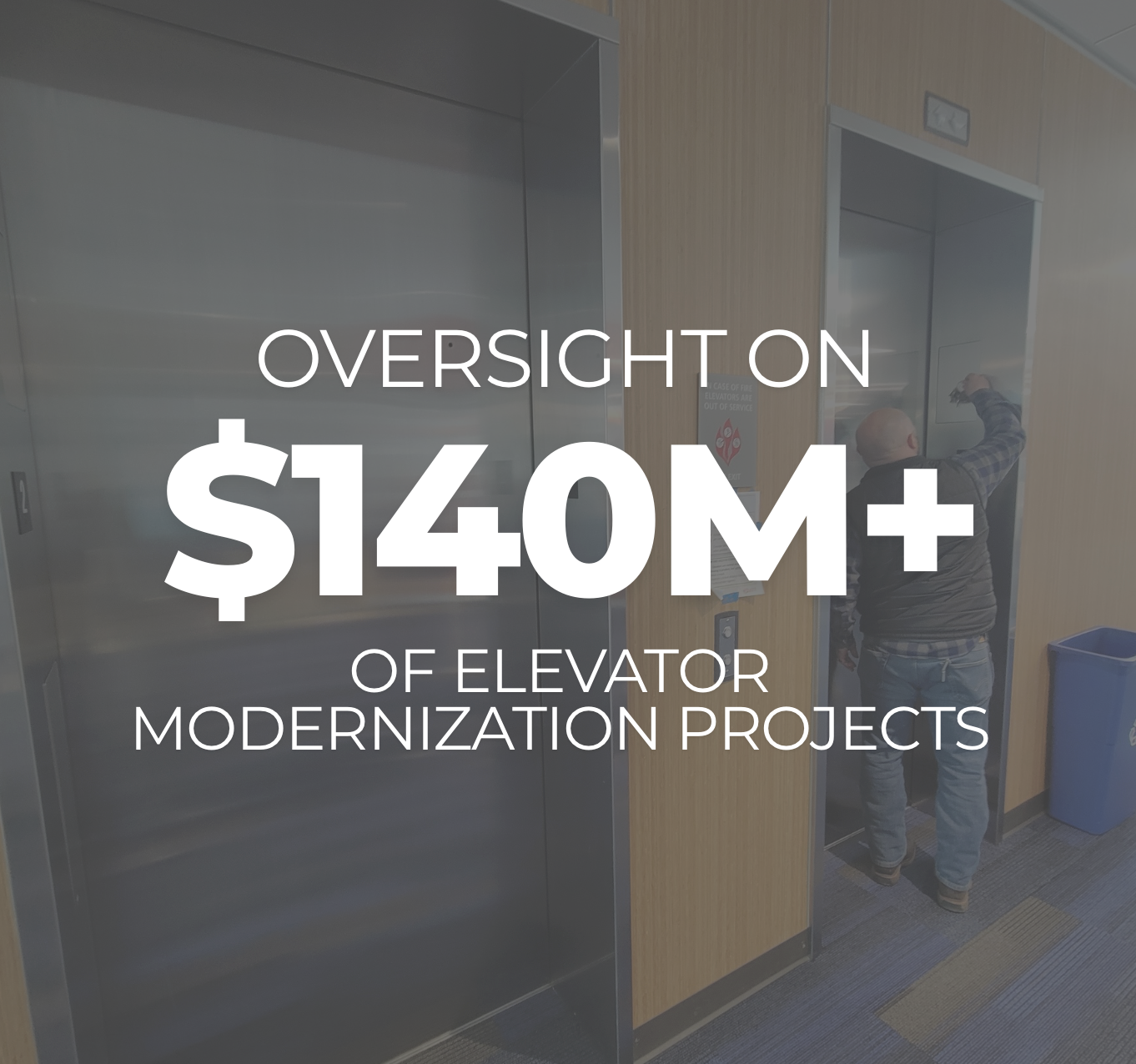 Local elevator consultant opening an elevator door