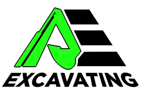 Brown excavator graphic, with 